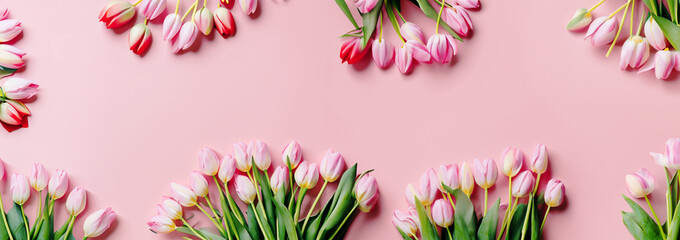 Obraz premium Tulipany różowe tło 
