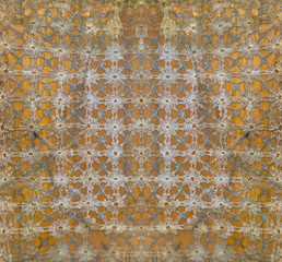 old discolored crochet pattern background