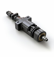 Car parts, service, diagnostics and repair of motor fuel equipment - diesel injectors of injection engines on white background
