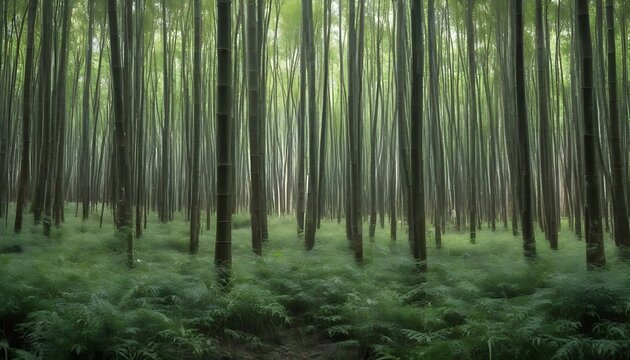 Misty bamboo forest in the morning