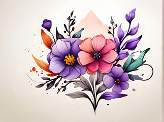 floral background with flowers, ai generated