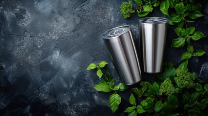Customizable stainless steel tumbler designed for product mock-ups and promotional purposes.
