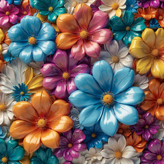 3D rendered colorful flowers fantasy design luxury background. Generative ai