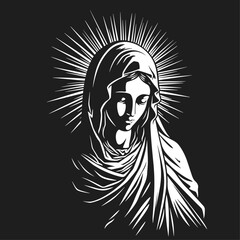 vector illustration of Our Lady Virgin Mary Mother of Jesus, Madonna, printable, suitable for logo, sign, tattoo, sticker and other print on demand