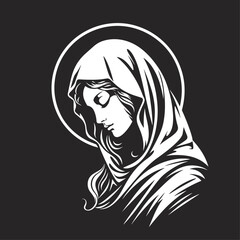 vector illustration of Our Lady Virgin Mary Mother of Jesus, Madonna, printable, suitable for logo, sign, tattoo, sticker and other print on demand
