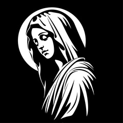 vector illustration of Our Lady Virgin Mary Mother of Jesus, Madonna, printable, suitable for logo, sign, tattoo, sticker and other print on demand