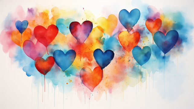 watercolor heart. Concept - love, relationship, art, painting. Happy valentine day. with creative love composition of the hearts. Vector illustration