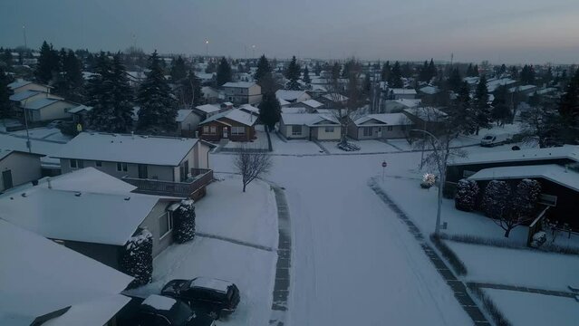 Quite cold suburbs at blue hour, T intersection