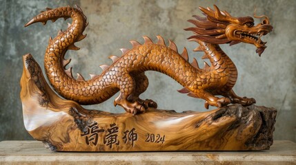 Chinese dragon statue Wooden.