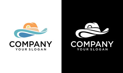 Beach accessories, summer hats collection vector