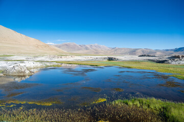 Fototapeta premium Tso Momriri, a high-altitude lake in the Himalayas, Ladakh, mountain lake, India