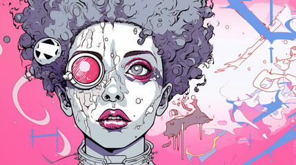 Afro Futurism Girl : Ethereal Activist Illustration