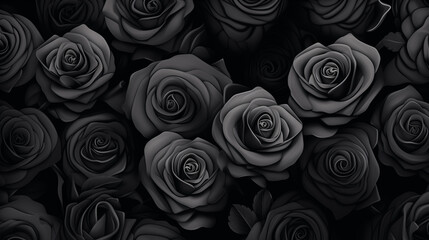 Black roses background. greeting card with roses, Heart of Roses, Valentine's Day