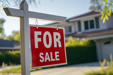 a realtor for sale sign in front of house - obrazy, fototapety, plakaty