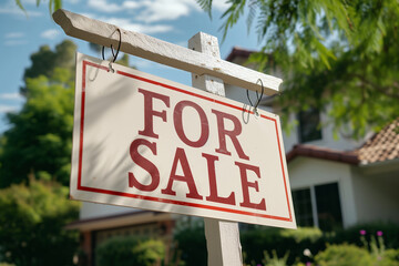 Obraz premium a realtor for sale sign in front of house