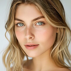 Naklejka premium Supermodel beauty headshot, isolated on light background