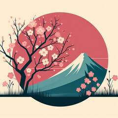 Cherry blossom and mount Fuji