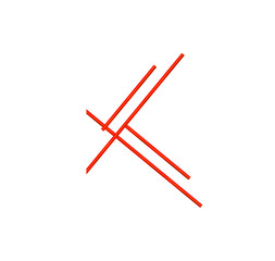 Red logo made of mahogany sticks painted red ( logo for the company ) on isolated transparent background