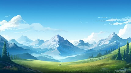 A scenic mountain vista with majestic peaks and a clear sky, allowing for text placement against the panoramic landscape, celebrating natural beauty. - Generative AI