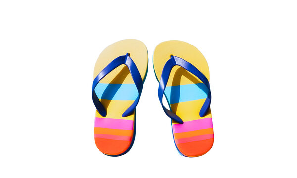 flip flops isolated on white background. Colorful summer sandal. beach accessories, vacation concept
