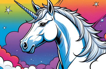Illustration unicorn in the sky