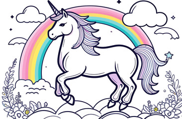 Fototapeta na wymiar Illustration unicorn in the sky