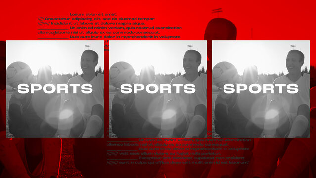 Sports Energetic Trendy Media Opener Slideshow Template contains 24 text placeholders, 17 media placeholders & 1 logo placeholder. Available in 4K.	
