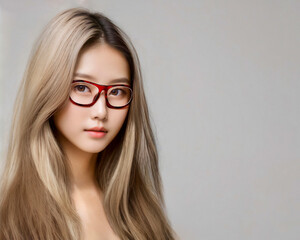 Japanese girl wearing glasses for vision correction