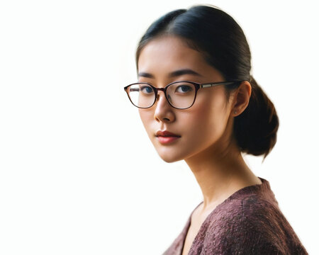 Japanese girl wearing glasses for vision correction