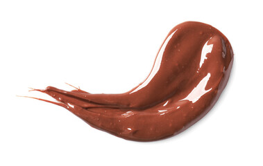 Smear of tasty milk chocolate paste isolated on white, top view