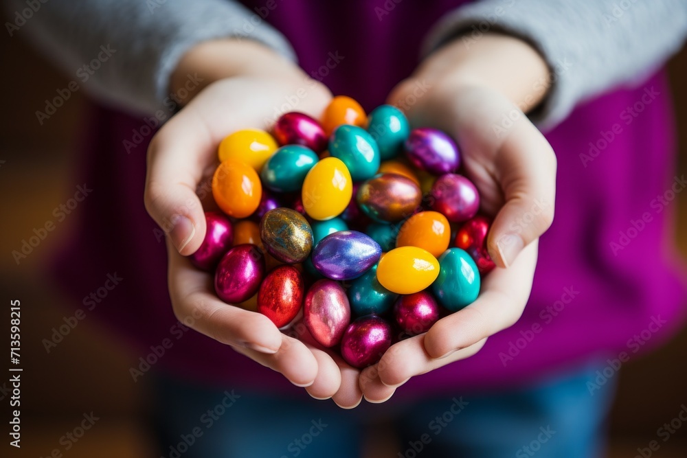 Poster eggs as the main holiday easter symbol. background with selective focus and copy space