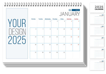 2025 Calendar EU and US layout with blue accents