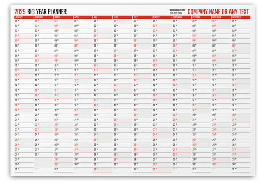 2025 Big Year A1 Calendar Planner