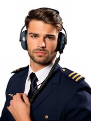 Skilled Male Pilot Navigating Aircraft, AI Generated