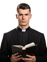 Spiritual Male Priest in Church, AI Generated