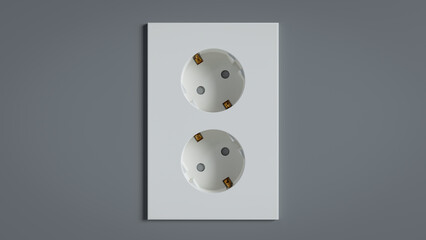 Two Korean standard electrical outlets on the wall.,3d rendering