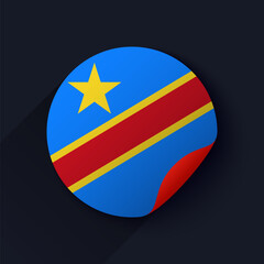 Democratic Republic of the Congo Flag Sticker Vector Illustration