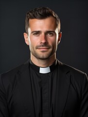 Spiritual Male Priest in Church, AI Generated