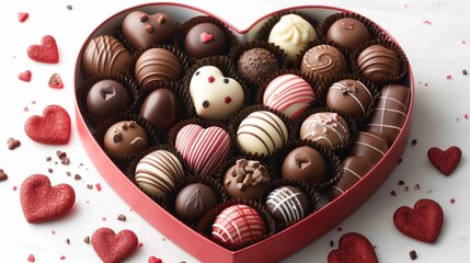 Playful Chocolates in Heart Box - Handmade Touch and Homemade Warmth, Valentine's Day Concept