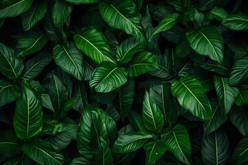 dense dark green leaves background