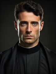 Fototapeta premium Spiritual Male Priest in Church, AI Generated
