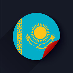 Kazakhstan Flag Sticker Vector Illustration