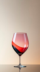 Elegant red wineglass on a light background with copy space. Sophisticated, Inviting and Luxury concept.