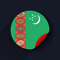 Turkmenistan Flag Sticker Vector Illustration