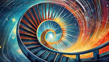 Foto op Plexiglas anti-reflex abstract spiral staircase to the stars © Dan Marsh