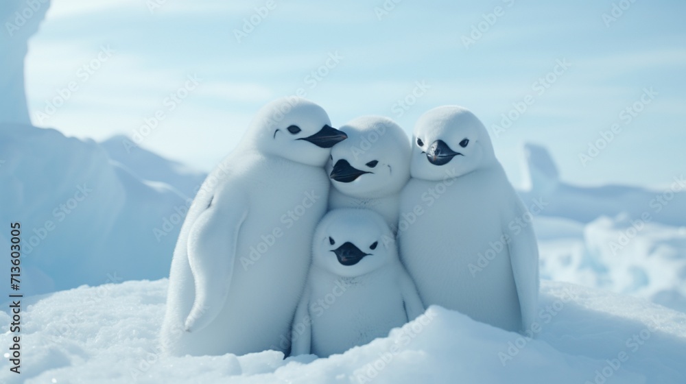 Poster penguins embracing unity in icy harmony - ai-generative
