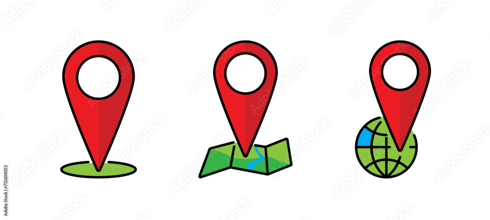 Poster map pointer icon set. flat location marker. vector illustration isolated on white background. eps 10