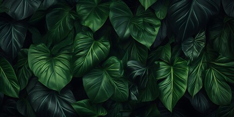 dense dark green leaves background