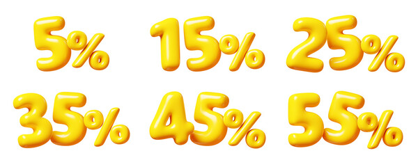 Balloon number with percent sign for sale concept. 3d render illustration