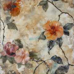 Encaustic floral tile seamless